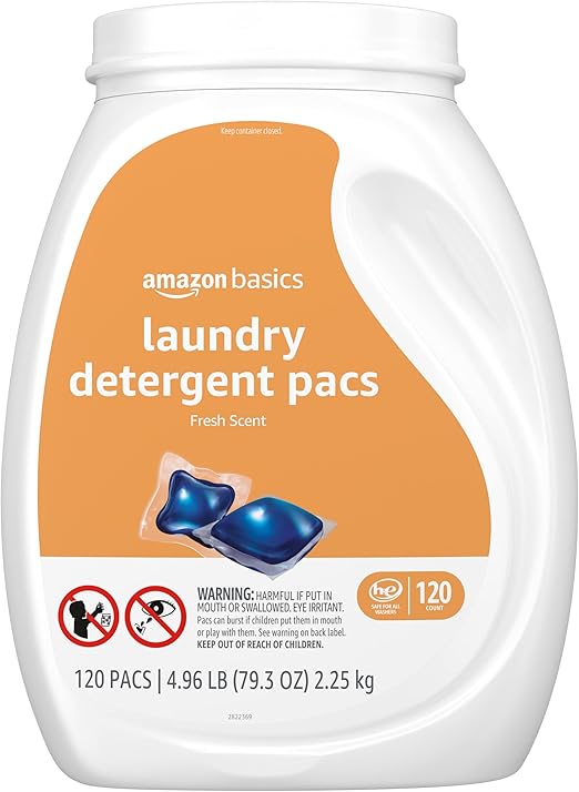 Amazon Basics Laundry Detergent Pacs, Fresh Scent, 120 count (Previously Solimo