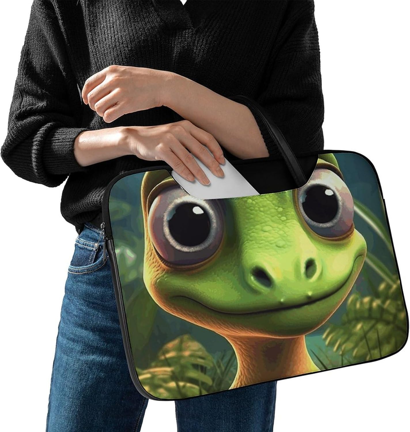 Little Dinosaur Laptop Shoulder Bag 17 Inch Waterproof Portable Laptop Case Sleeve Messenger Bag for Women Men, Style-22