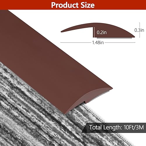 Miniatura 8 de Tira de transición de suelo de 20 pies, autoadhesiva para azulejos de suelo, bordes de PVC, tira de unión de suelo para despegar y pegar, adecuada