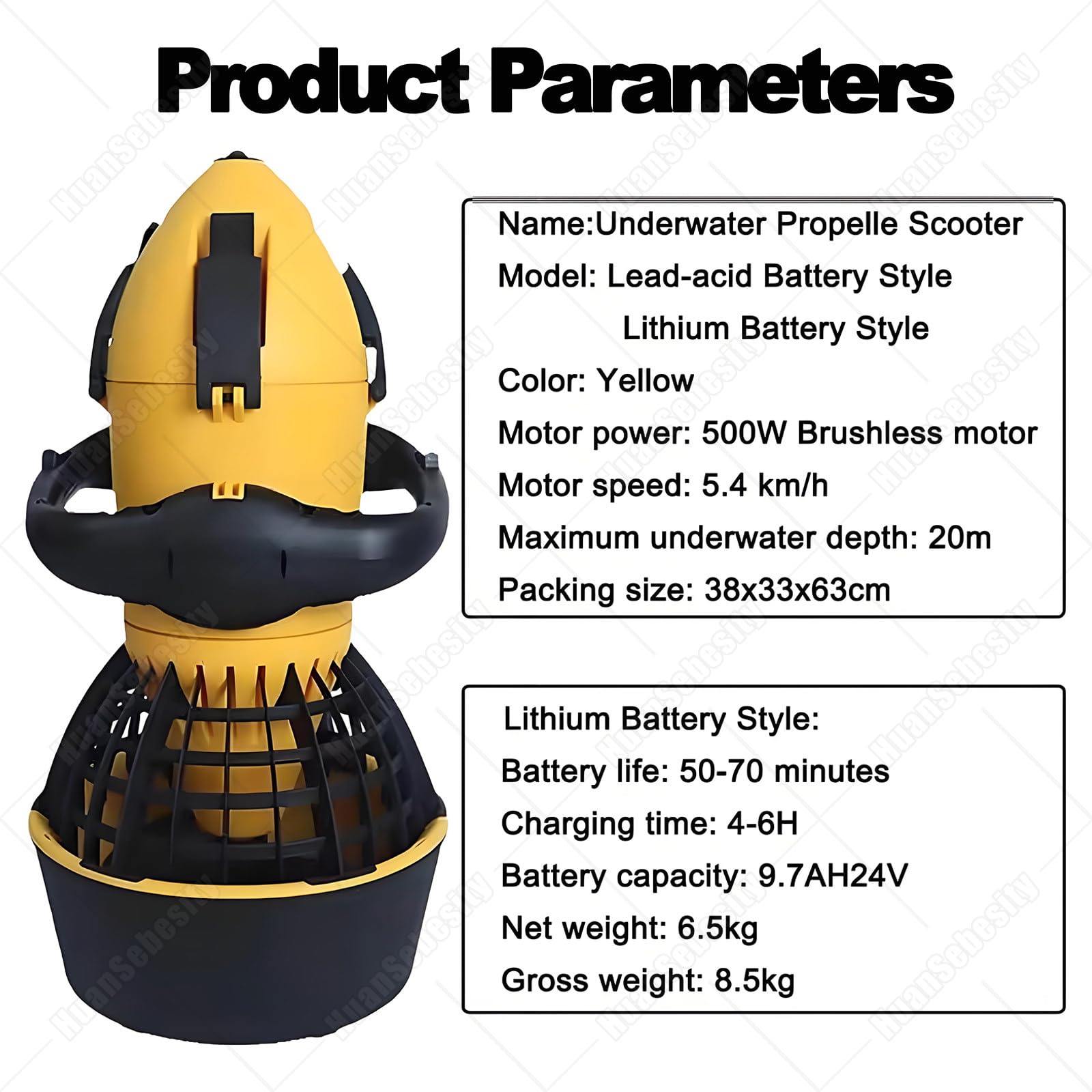 Propulsore Subacqueo Portatile 500w,Elica Subacquea con Doppia Batteria,Motore Spazzolato,Robusto E Sicuro,Aiuto per Il Nuoto,per Snorkeling Ed Esplorazione Subacquea 500W