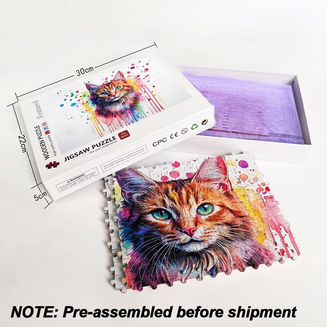Puzzle 1000 Pezzi, Puzzle Gatto per Adulti, 70x50cm, Compact Box -4386