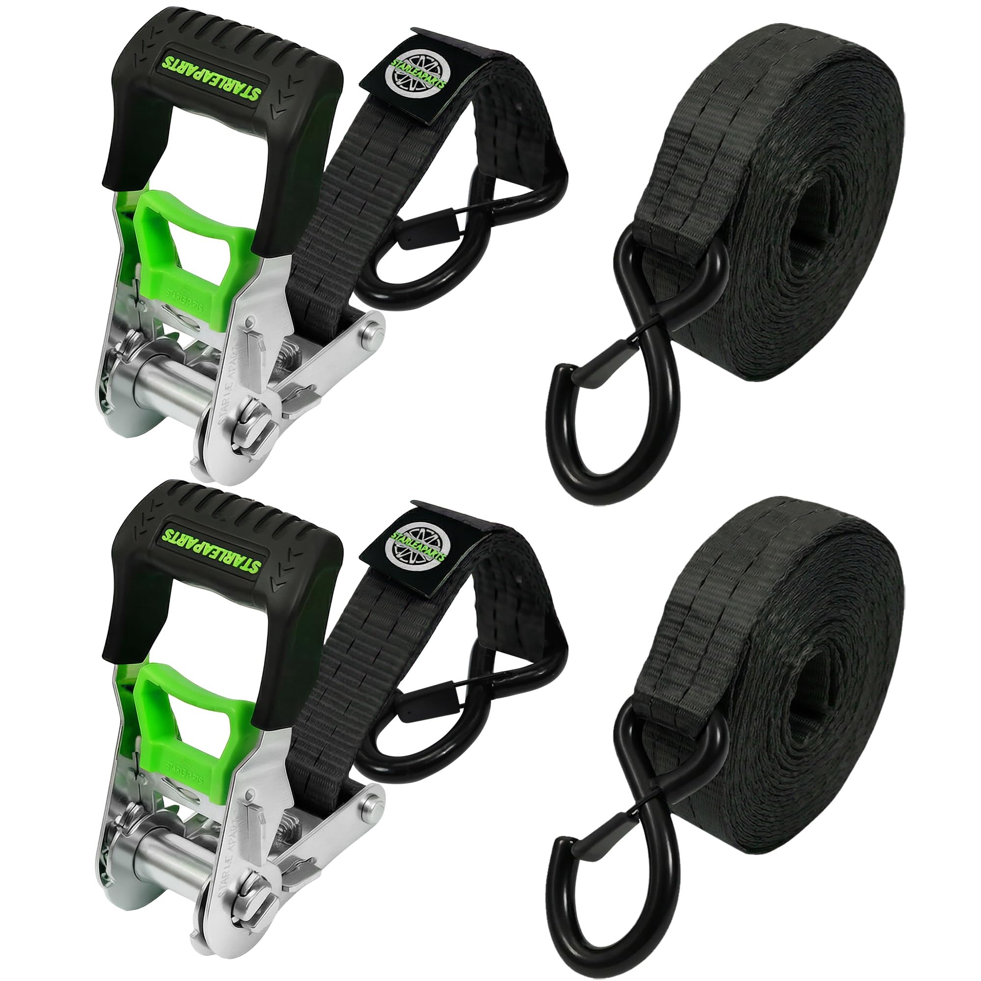 StarLeaparts Correas tensoras con carraca, 2 unidades, 2000 kg, resistencia a la rotura, 35 mm x 6 m, correas de amarre con juego de carraca, carraca y eje especial, correas tensoras con ganchos para