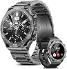 FOSMET LSW6 Round Smartwatch, Men's AMOLED Display, Compatible with iPhone, Android Compatible, 1.43 Inch Large Screen, Bluetooth 5.3, Call Function, HD Gorilla Glass, Rotating Crown, CNC Rugged Body,