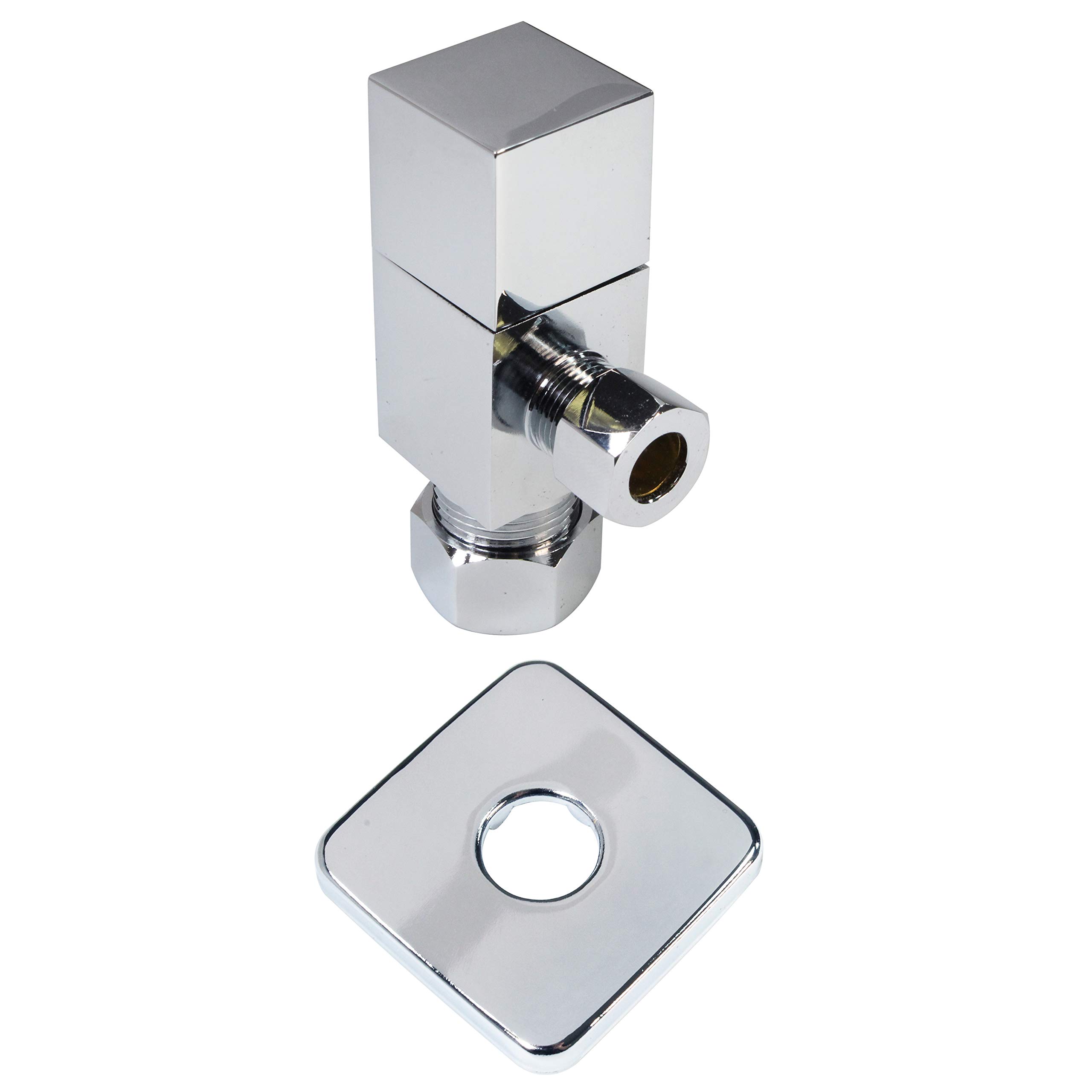 Westbrass D105QST-26 1,6 cm x 0,9 cm Außendurchmesser x 50,8 cm Flachkopf-WC-Zuleitungs-Set mit quadratischem Griff 1/4-Drehwinkel-Anschlag, poliertes Chrom