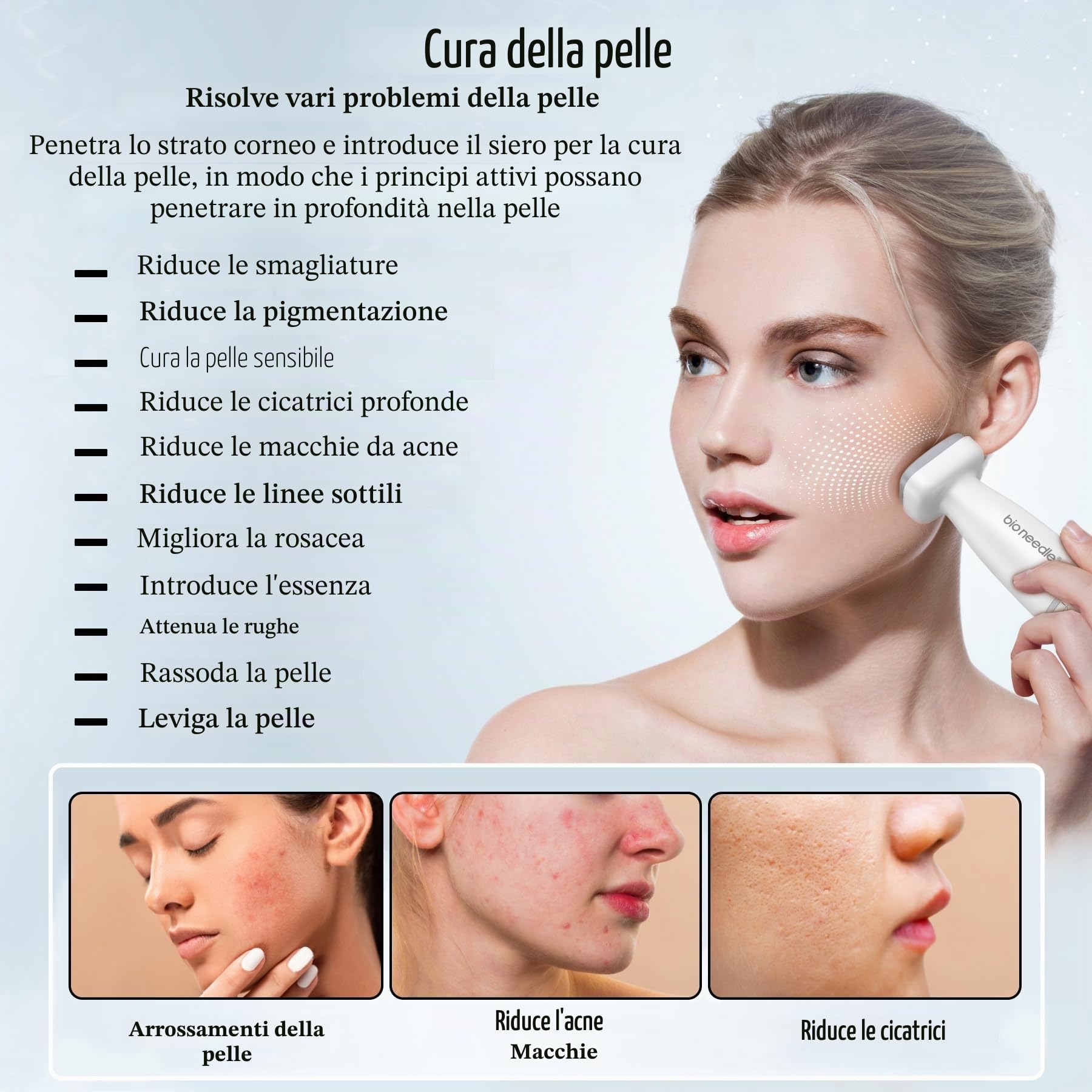 P-Beauty Derma Stamp - Microneedling - Mesoroller con 120 aghi in acciaio inox di alta qualità, lunghezza regolabile 0-2 mm, per anti-invecchiamento, rigenerazione della pelle, crescita dei capelli