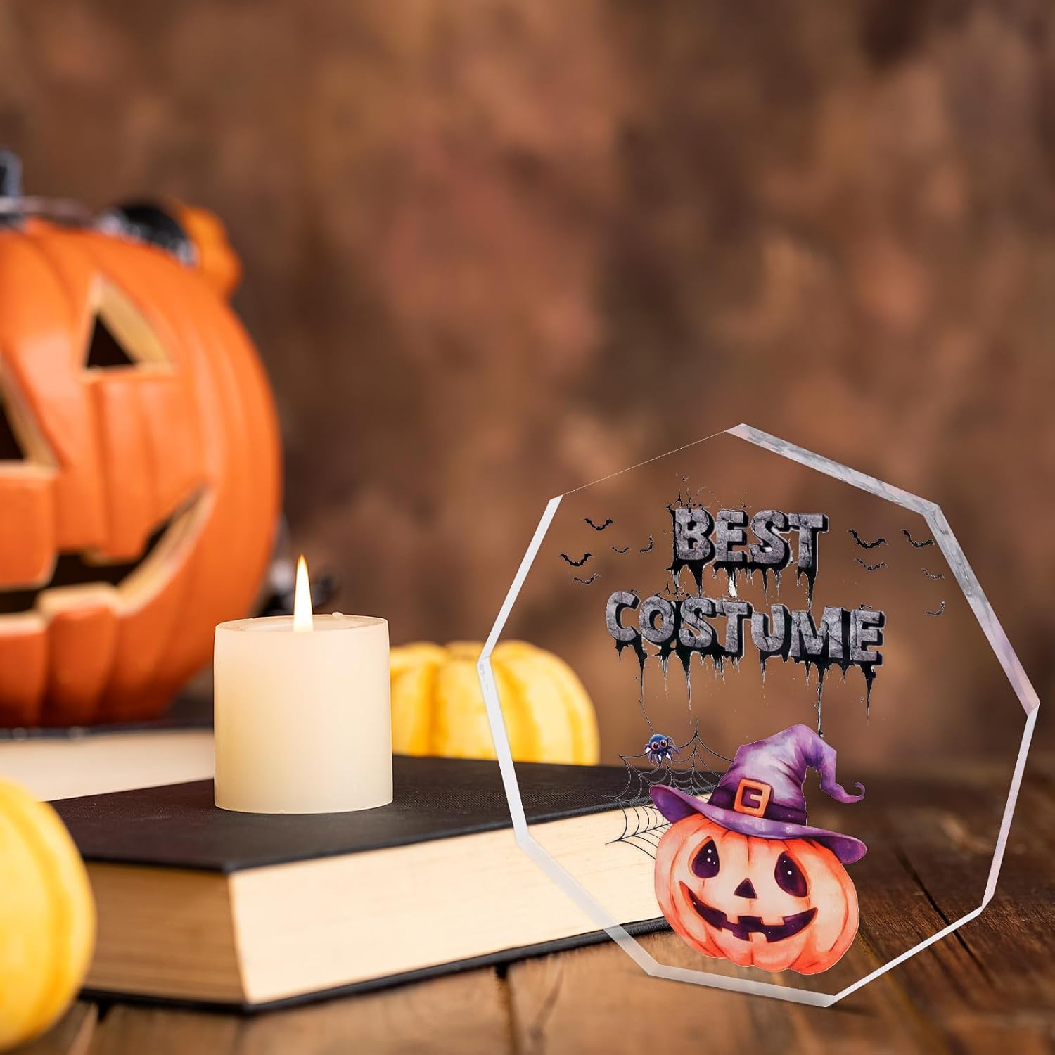 Fancy Land Halloween Trophies 6 Pcs Halloween Acrylic Awards 4.7 Inches Funny Contest Trophy Party Supplies Trunk or Treat Prizes Kids Adults