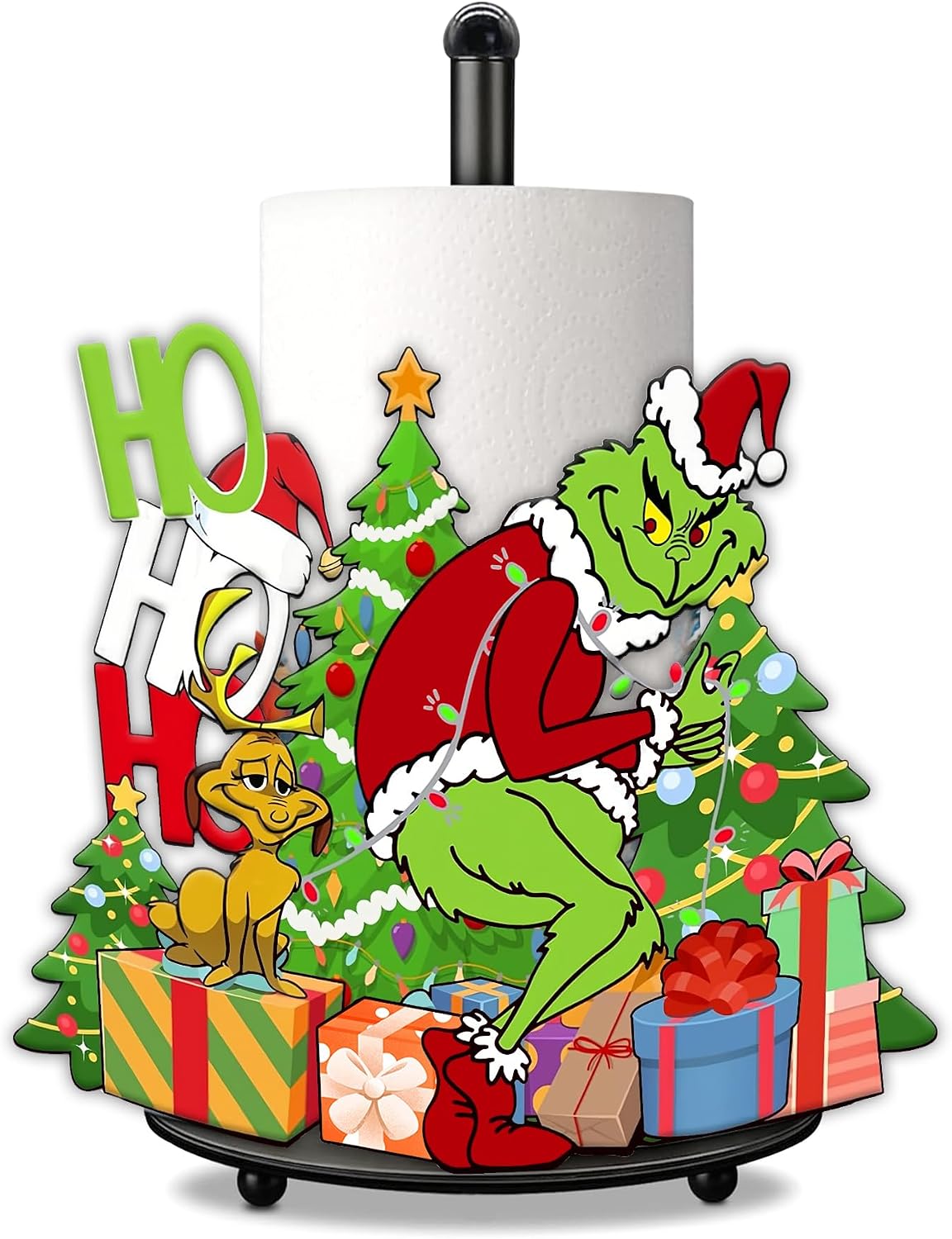 Green Monster Paper Towel Holder,Metal Countertop Paper Towel Stand,Festive Holiday Kitchen Bathroom Decor,Cute Party Accessory & Home Organizer