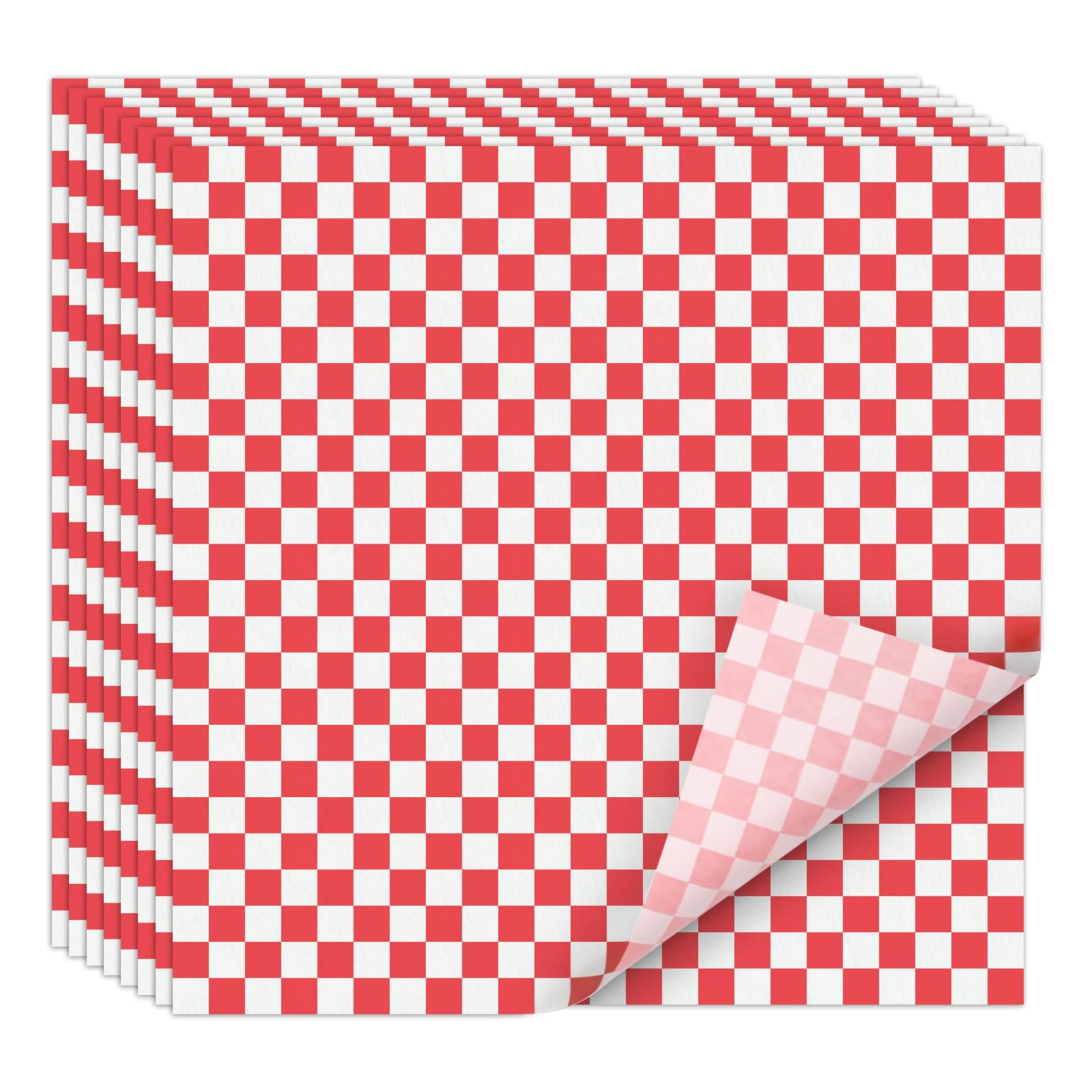 EcoDispose 12 x 12 Inches Grease Proof Deli Paper Precut Sheets for Deli Food, BBQ, Picnic, Party (100 Pcs, Red&White Checker)