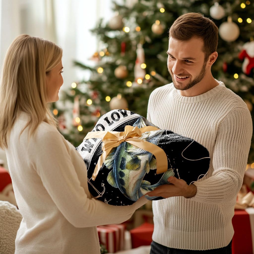 Fishing Gifts for Men Fish Blanket for Boys Soft Warm Flannel Fleece Throw Blanket for Couch Fishing 40"x50" for Kids - Image 3