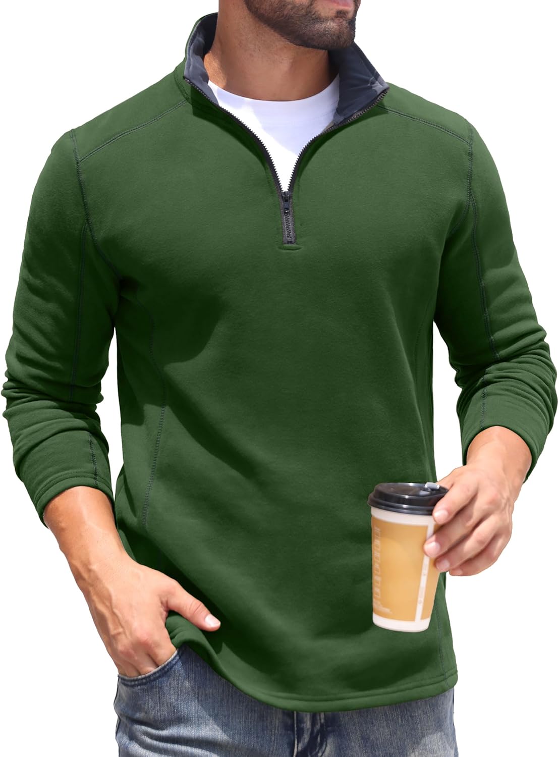 Sailwind Mens Quarter Zip Sweatshirt Fleece Long Sleeve Pullover Casual Mock Neck Polo Sweater