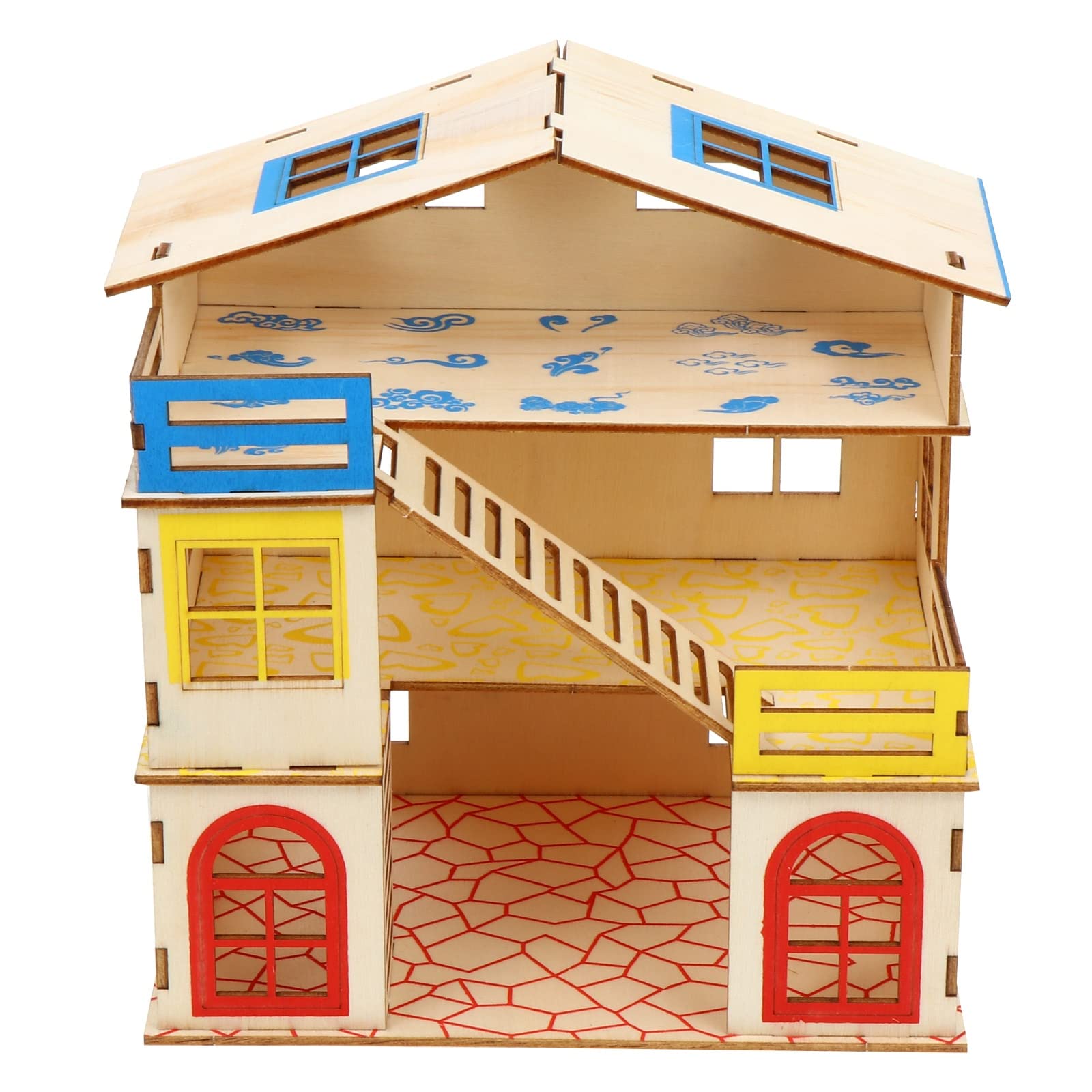 HUSSAINHamster House Small Animal Hideout Wooden Assemble Hut with Window Villa Ecological Cage Habitat Decor Accessories, Play Toys for Dwarf, Hedgehog, Syrian Hamster, Gerbils Mice