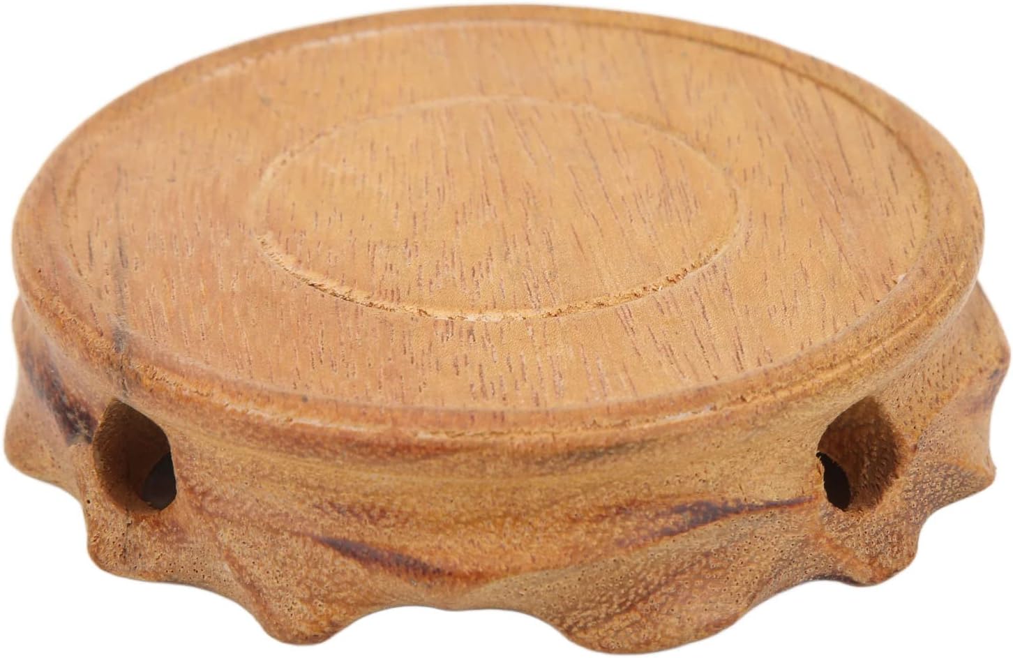 Elegant Vvikizy Wooden Retro Carved Teapot Stand, Compact Maras Wood Display Base for Bonsai, - Green Mulberry Finish image 5
