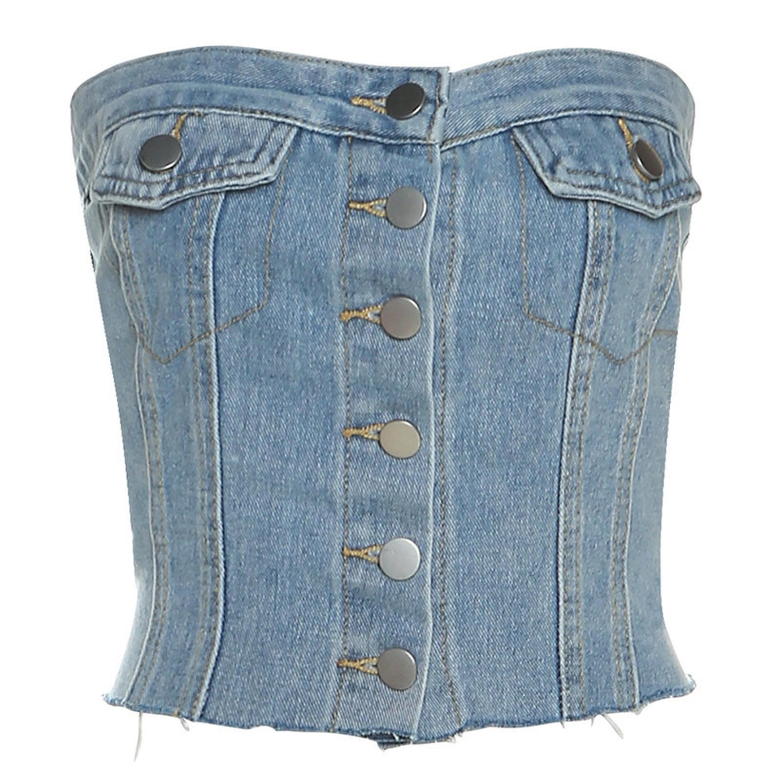 Denim pour femme ajusté bleu M avec coupe courte cintrée