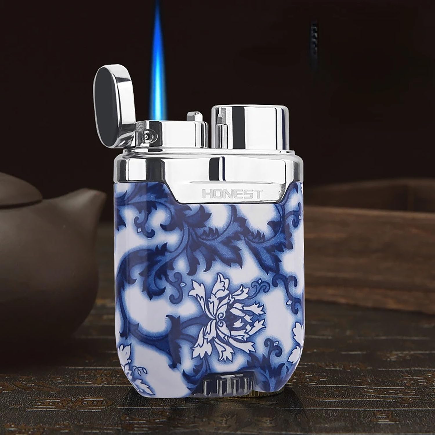 Mini Encendedor de Gas A Prueba de Viento Ajustable Llama de Chorro Recargable Turbo Antorcha para Velas Cigarros Camping Actividades al Aire Libre (Sin Butano)