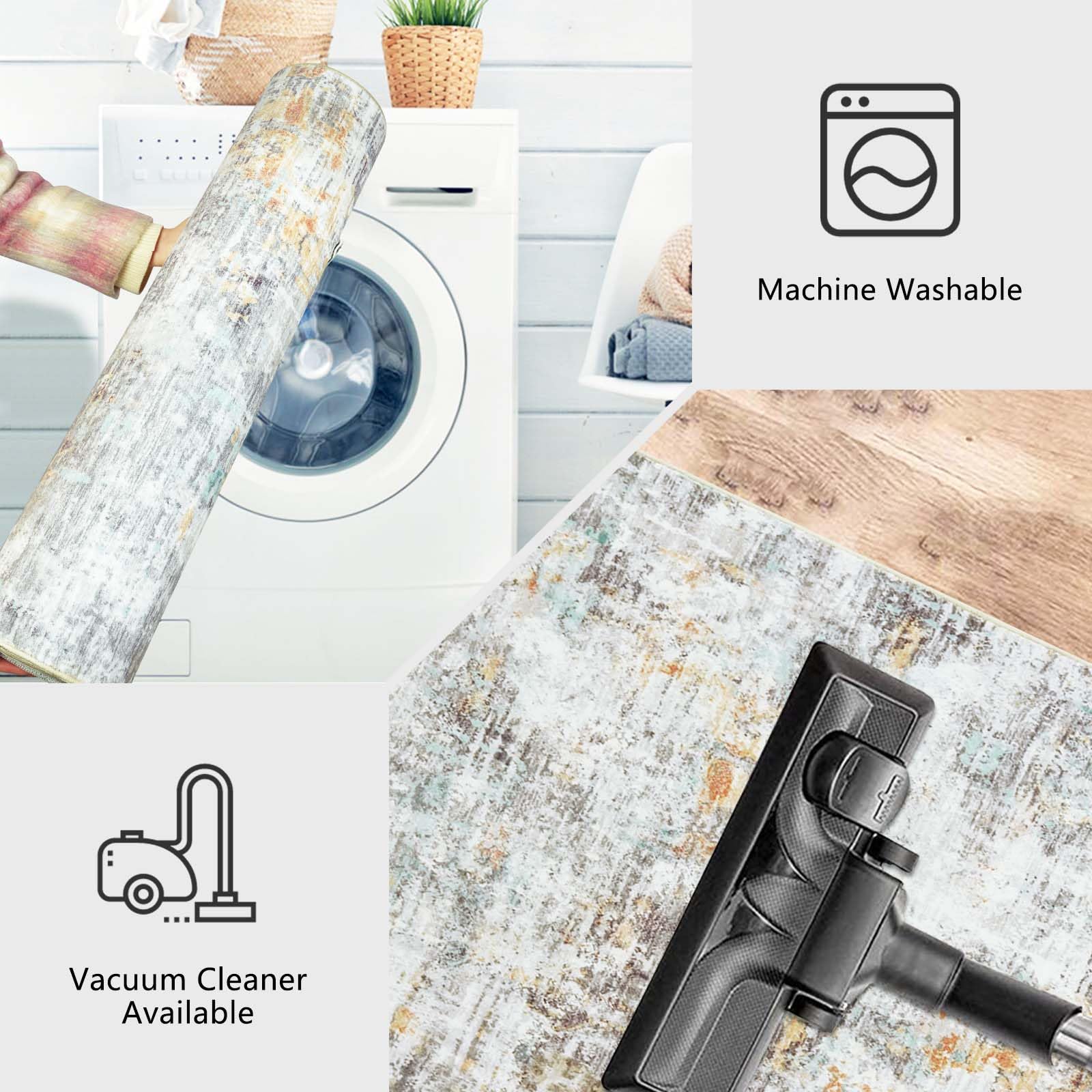 Famibay Hallway Runner Non Slip Runner Rug 50x150cm Grey Washable Narrow Hall Carpet Runners for Hallway Kitchen Entryway Laundry Room