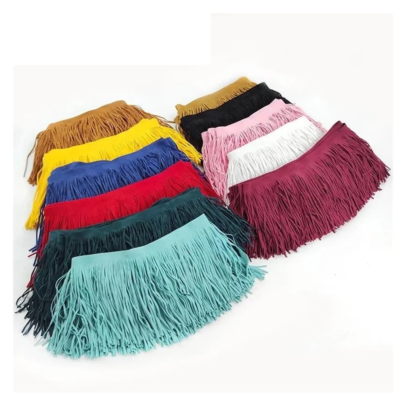Flecos Costura Cinta de encaje con borlas de gamuza y cuero de 2 metros, 10-30 cm x 3 mm, for bolsos, ropa, vestidos, decoración, accesorios de costura DIY(TF207-Pink,3mmX25cm)