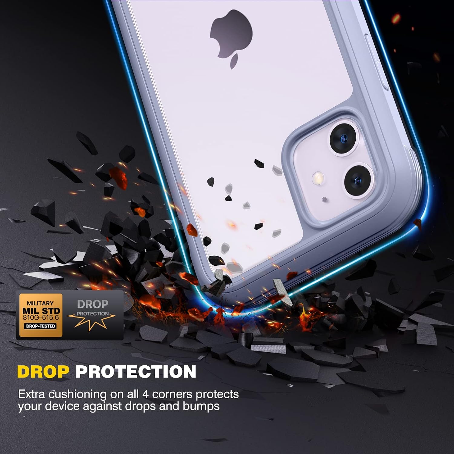 Diaclara Compatible with iPhone 11 Case, Full Body Rugged Case with Built-in Touch Sensitive Anti-Scratch Screen Protector, Soft TPU Bumper Case Clear Compatible with iPhone 11 6.1" (Lavender Gray)