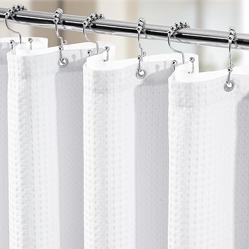 Miniatura 10 de Juego de cortinas de ducha 3 en 1, juego de cortina de ducha y forro de gofre con 12 ganchos de cortina de ducha de doble cara, cortinas de ducha de