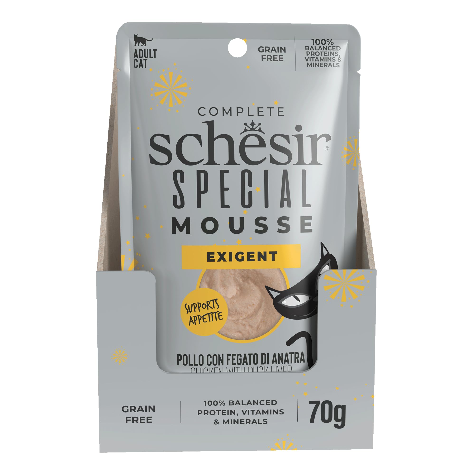 Schesir Special Exigent, Alimentation complète pour Chats exigeants (Poitrine 12 x 70 g)