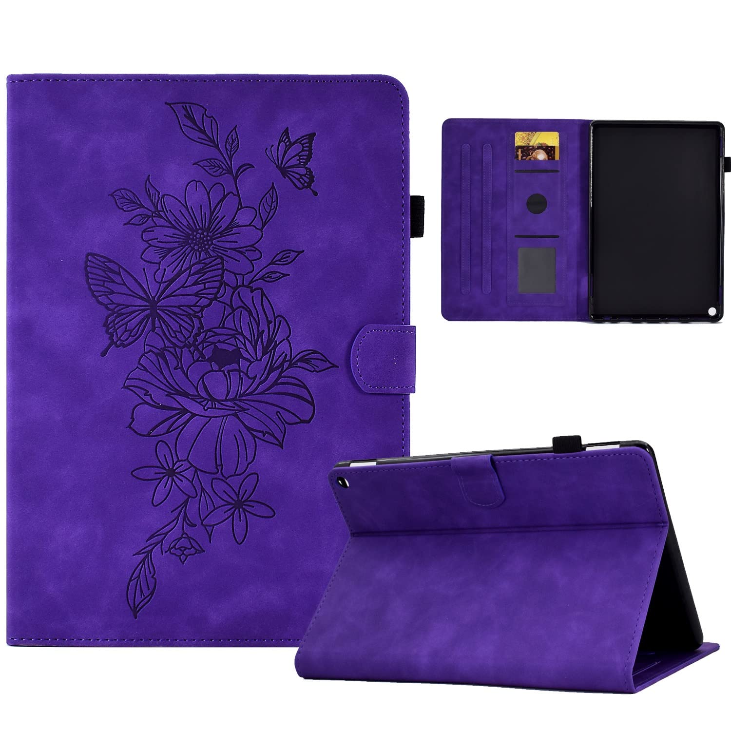 Kompatybilny z etui na tablet Kindle Fire HD 10 i Plus (11. generacji, wydanie 2021 r.), skórzanym premium Wąski, składany stojak Folio Pokrowiec ochronny funkcją automatycznego uśpienia(Mor)