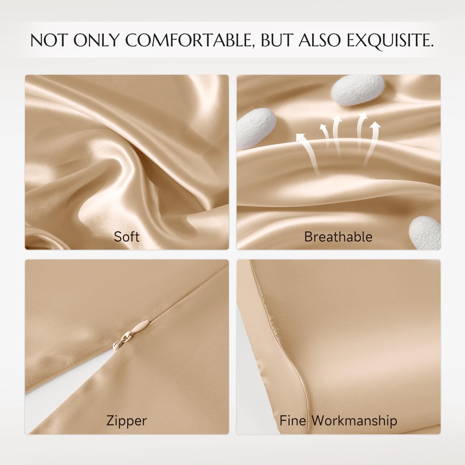 THXSILK 19 Momme 100% Mulberry Silk Pillowcase for Contour Memory Foam Pillow, Contour Pillow Case Cover, Cervical Pillow Case, Pack of 1(Champagne, 20"x12"x3.9"/2.7")