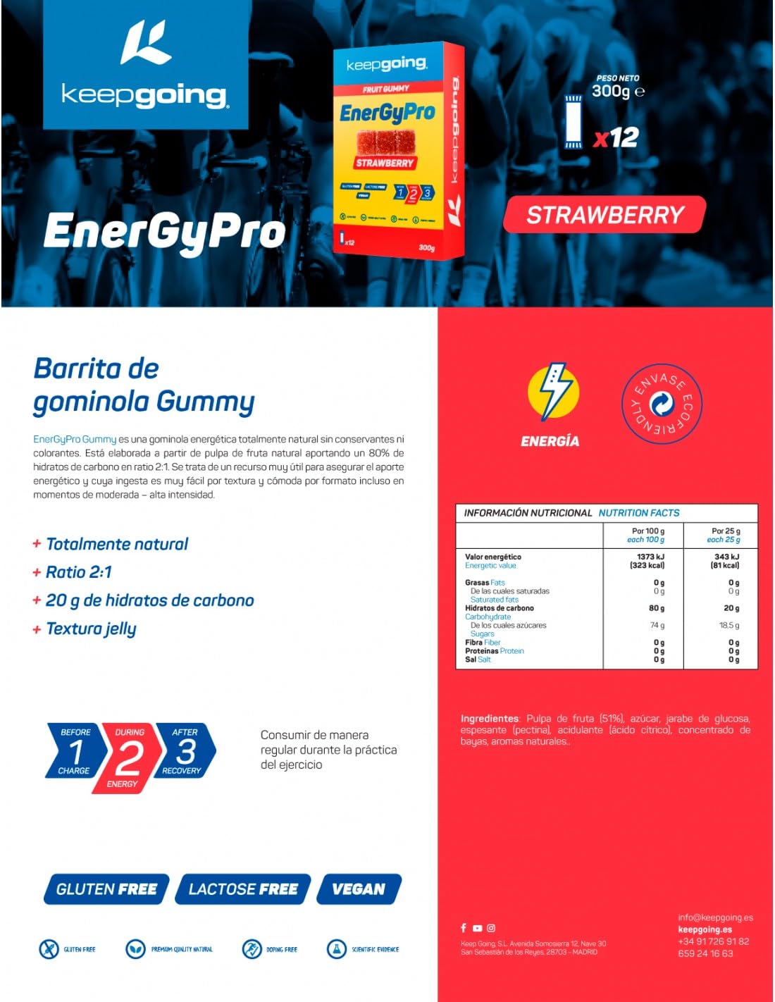 Keepgoing EnergyPro Gummy sabor Fresa 12uds x 25g