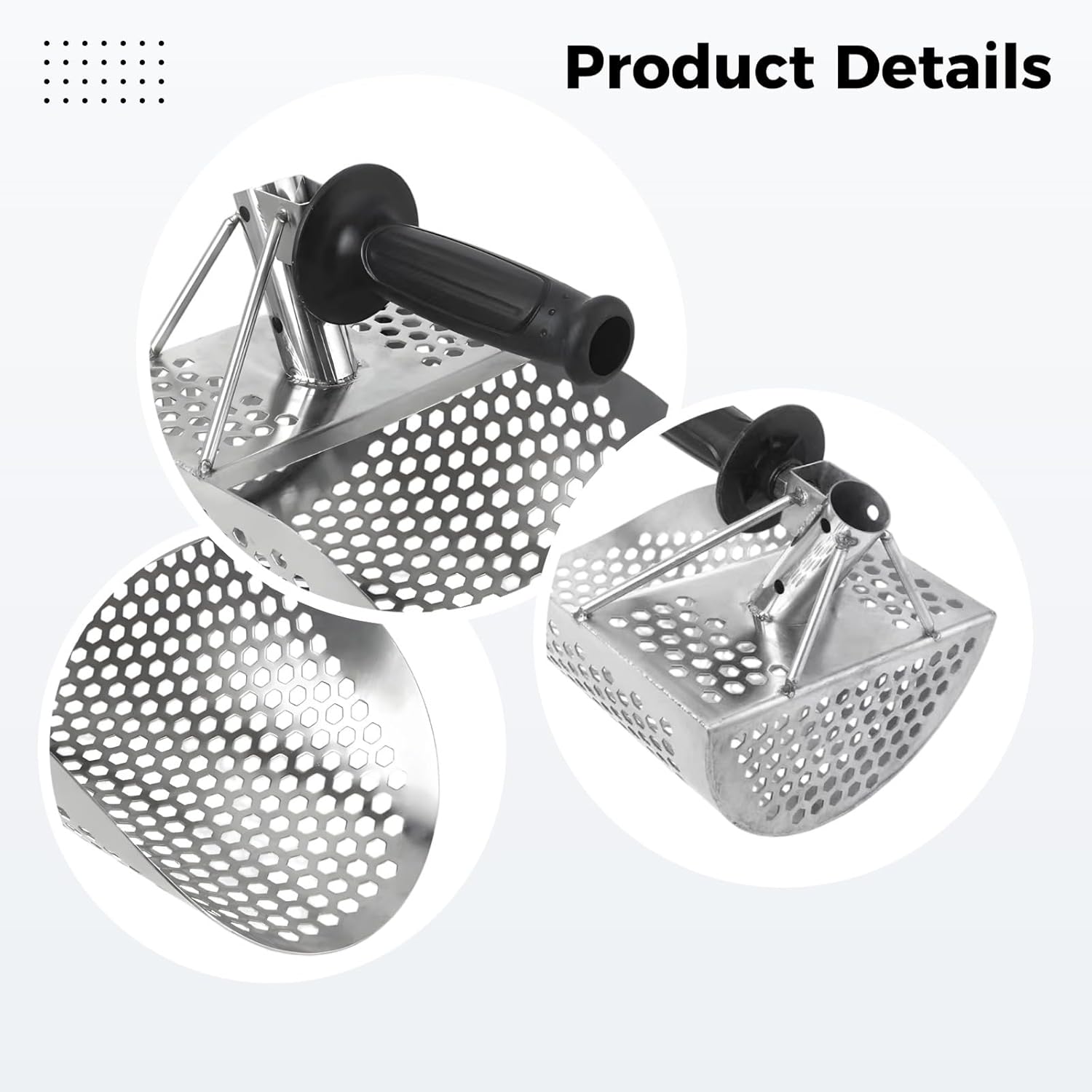 8.3 X 7.5 X 12.2 In Stainless Steel Sand Scoop, Short Handled Treasure Hunting Metal Detecting Shovel For Beach And Gold Panning, Rustproof Design
