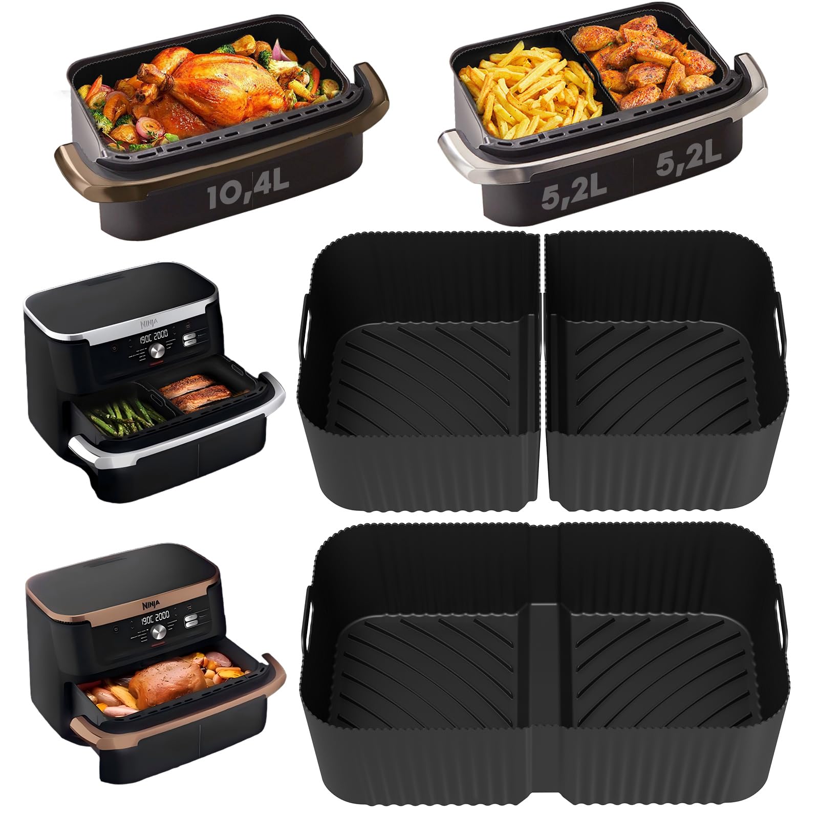 Airfryer Silikonfor Zubehör für Ninja Foodi Flexdrawer 10,4 L AF500EU