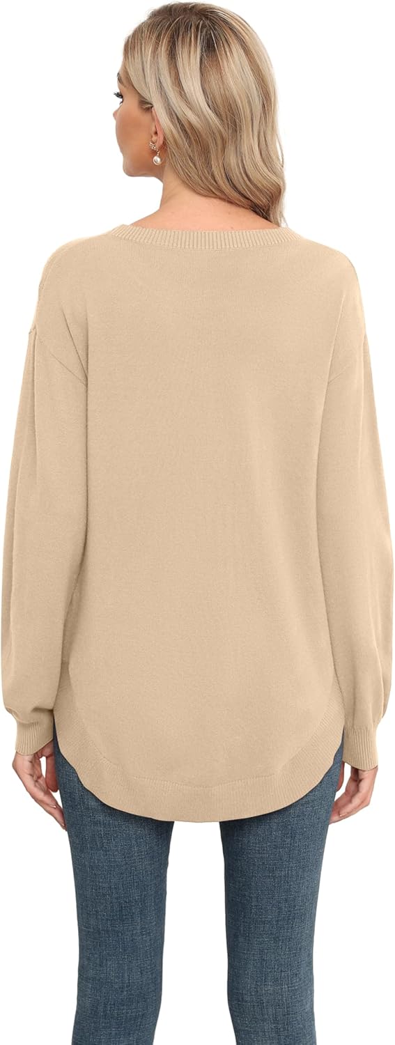 GRECERELLE Womens Long Sleeve Lightweight Crewneck Sweater Tops Casual Soft Knit Pullover Jumper - Image 6