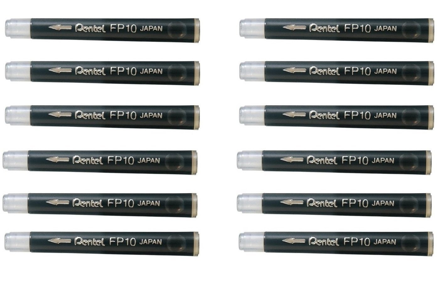 Pentel FP10-AO Patrone für GFKP Pocket Brush, Farbe Schwarz, 12x4 Stück