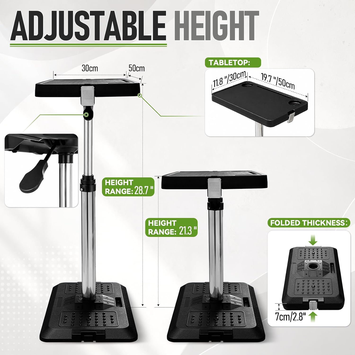 Car Seat Tray Table, Adjustable Car Desk for Laptop & Tablet 360° Rotating Vehicle Laptop Desk with Height Adjustment, Foldable Travel Tray for Front Passenger/Rear Seat, Essentials for Road Trips