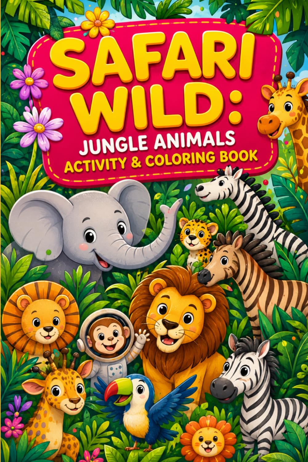 Safari Wild Jungle Animals Activity & Coloring Book: A Fun Exploration of Exotic Wildlife for Kids — Featuring Lions, Elephants, Giraffes & More from the Heart of the Jungles!