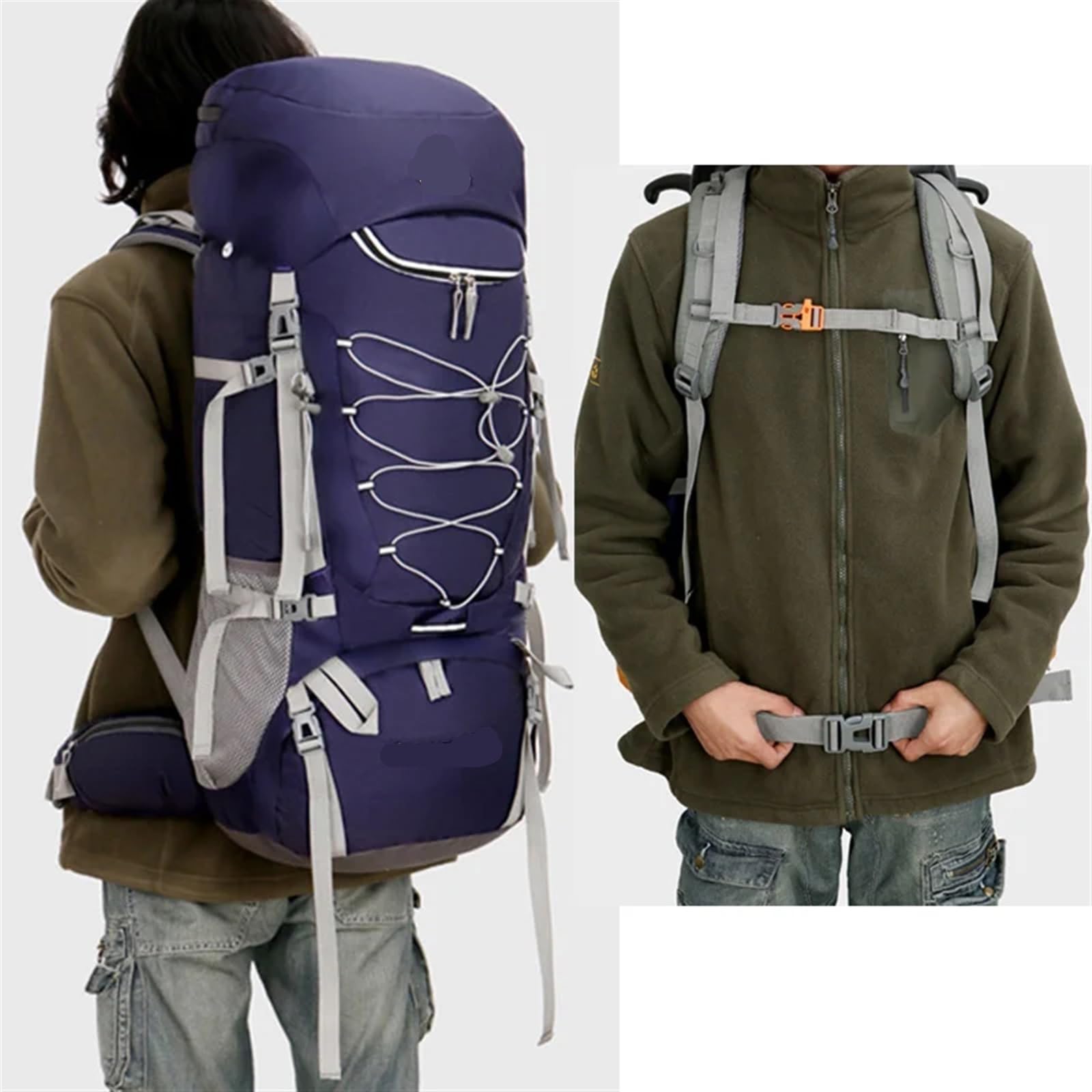 Zaino Da Trekking Zaino da campeggio da 75 litri Borsa sportiva da viaggio con copertura antipioggia Arrampicata Alpinismo Trekking Zaino da esterno Borsa da trekking Borsa a tracolla da uomo(Black)