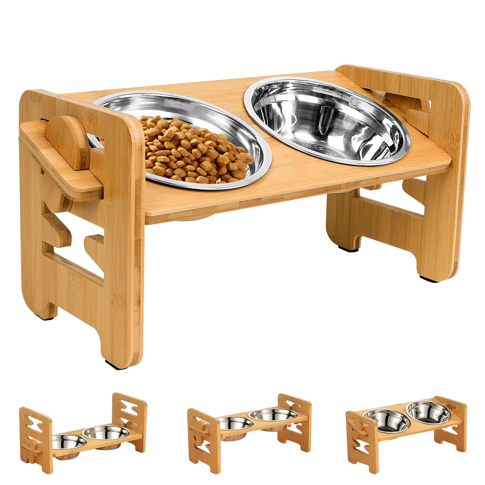 PRITOK Elevated Dog Bowls with Stand: RaisedDogFeedingStation with 2 StainlessSteel Bowls,AdjustableHeight