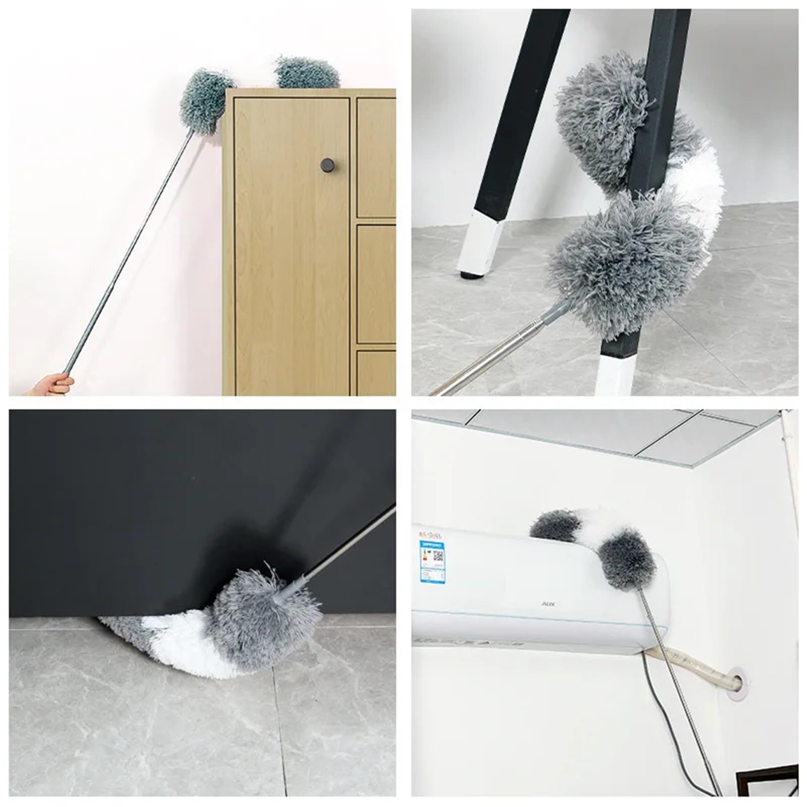 Plumero Atrapapolvo Herramienta de Limpieza alféizar Ventana, Ventilador doméstico Ligero Chenilla Poste Largo retráctil electrostático(Color 4)