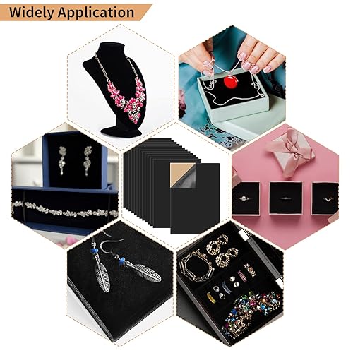 Miniatura 5 de Lusofie 12 hojas de fieltro autoadhesivas, tela de fieltro para decoración de casa para joyeros y cajones, arte y manualidades