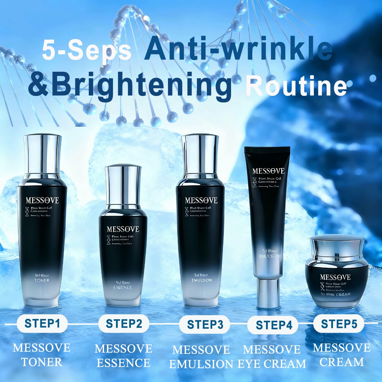 8-in-1 Pflege- & Anti-Rückenschmerzen-Skincare-Set - 1 Gesichtscreme & 1 Toner & 1 Gesichtslotion & 1 Essence & 2 Augencreme & 2 Reise-sets - Niacinamide & Hyaluronsäure - Koreanische Skincare