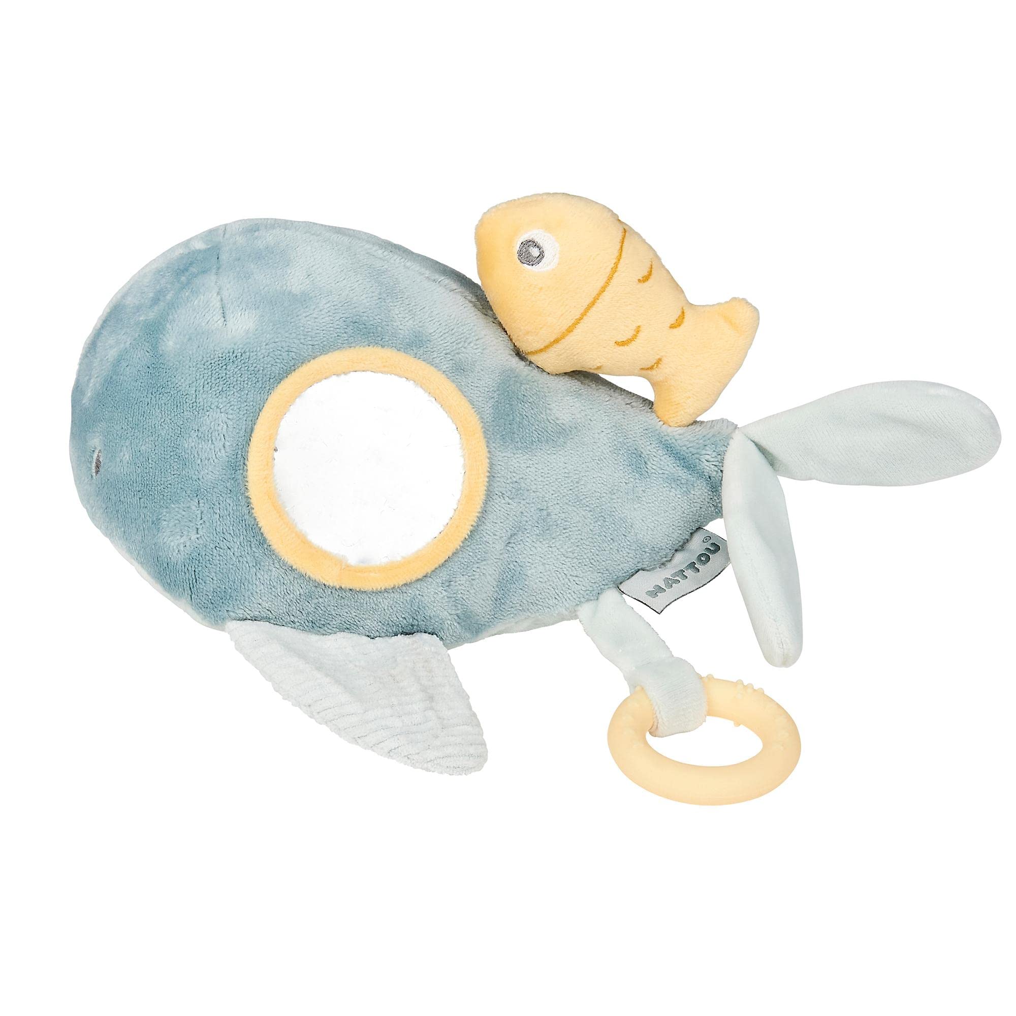 Nattou Mini-doudou Sally La Baleine – 28 Cm, Polyester, Lavable 30°C, Tétine Attachée, Dès La Naissance, Végan