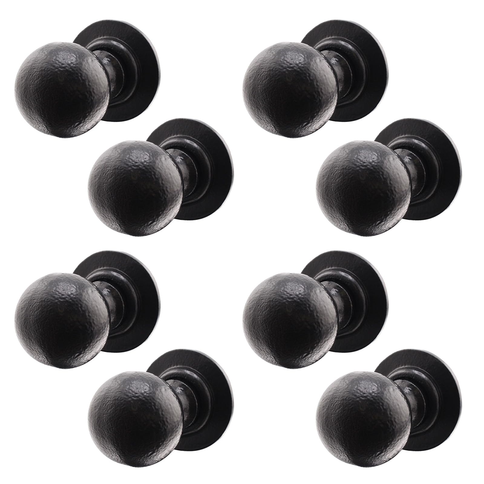 Eai Black Iron Door Knobs - 4 Pairs Of Cast Iron Antique Octagonal Mortice Knobs