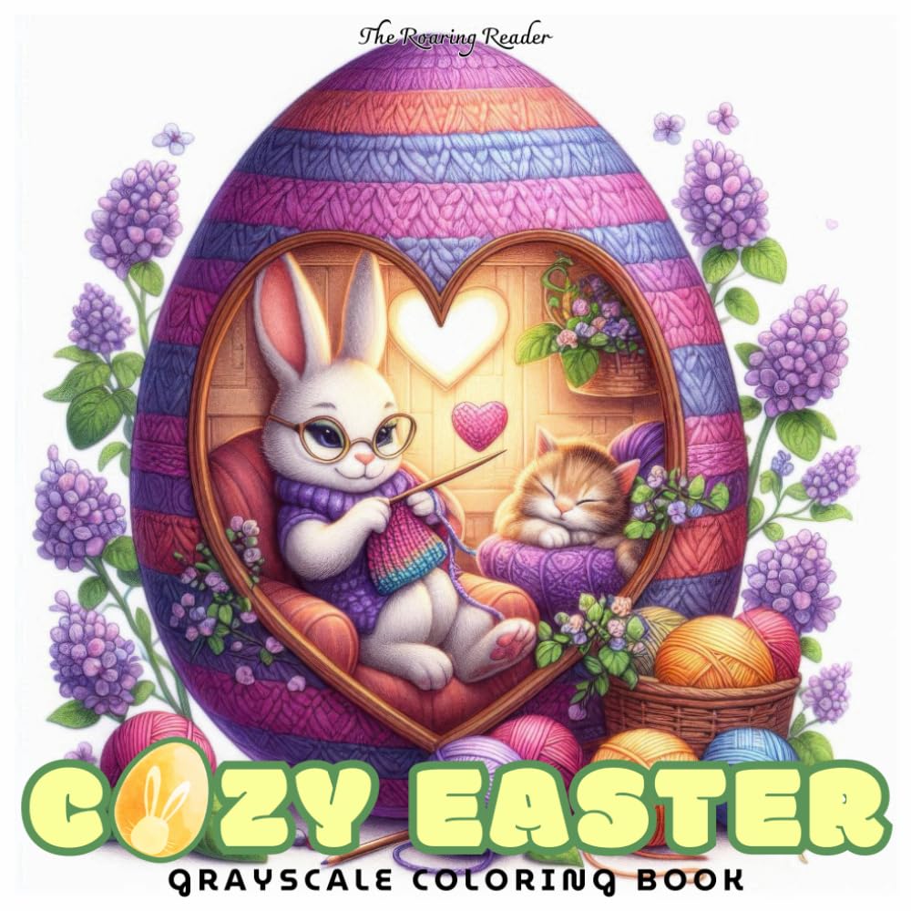 Cozy Easter Grayscale Coloring Book: 52 Whimsical Easter Scenes in Grayscale for Stress-Free Coloring and Creative Fun for Kids, Adults, and Seniors. (Whimsical world inside small things.)