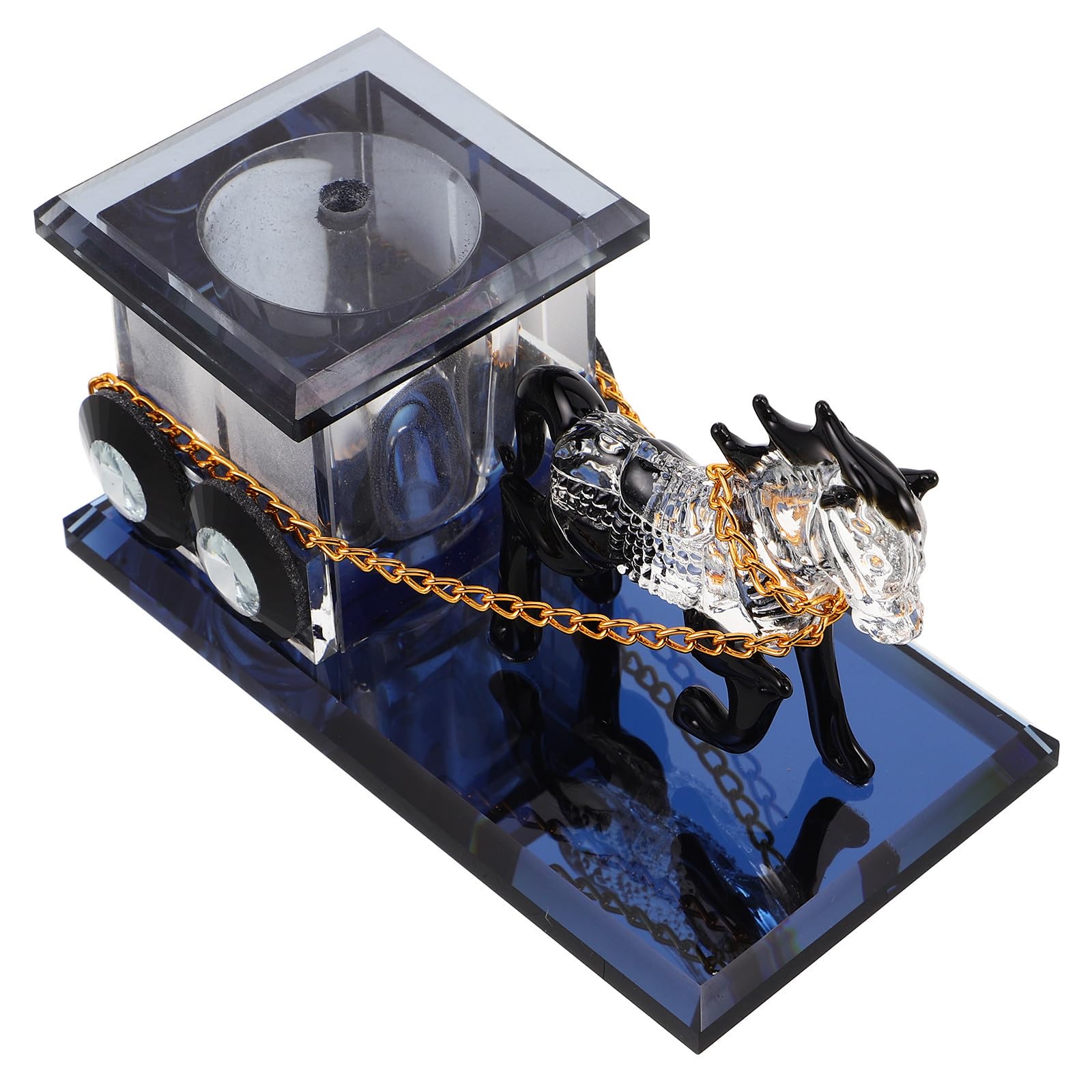 Ornement en cristal chariot cheval en verre noir, cadeau noble de style européen