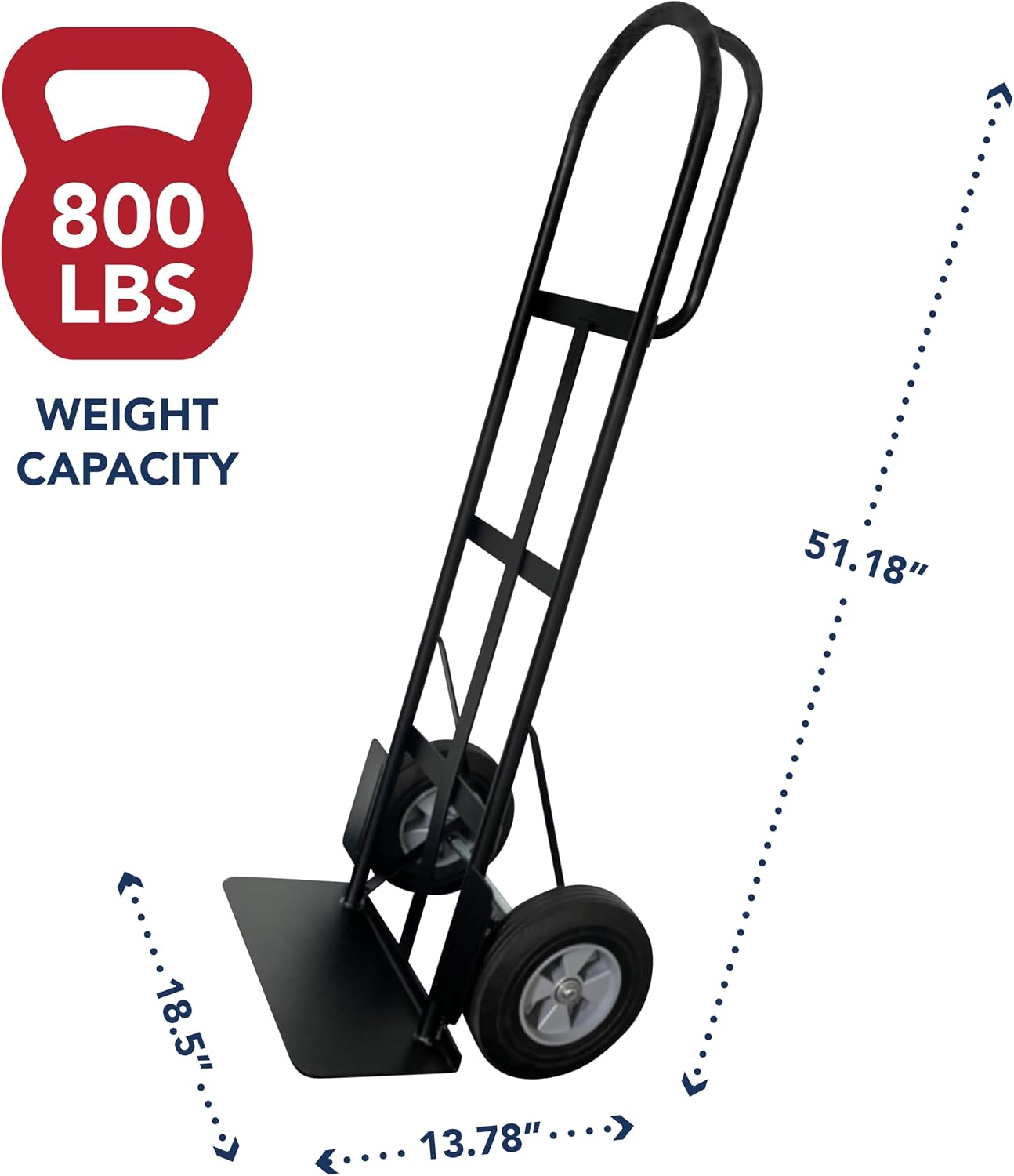 Olympia Tools 800 Lb Steel Hand Truck with D Handle and 10" Pneumatic Wheels for Home and Office Use