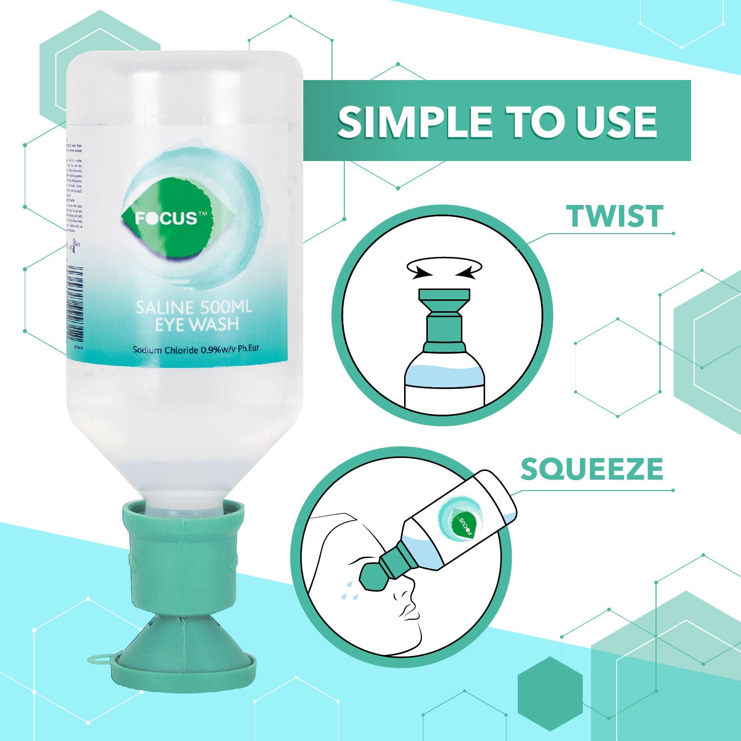 Enfoque Salino Líquido Para Los Ojos 500Ml Estéril