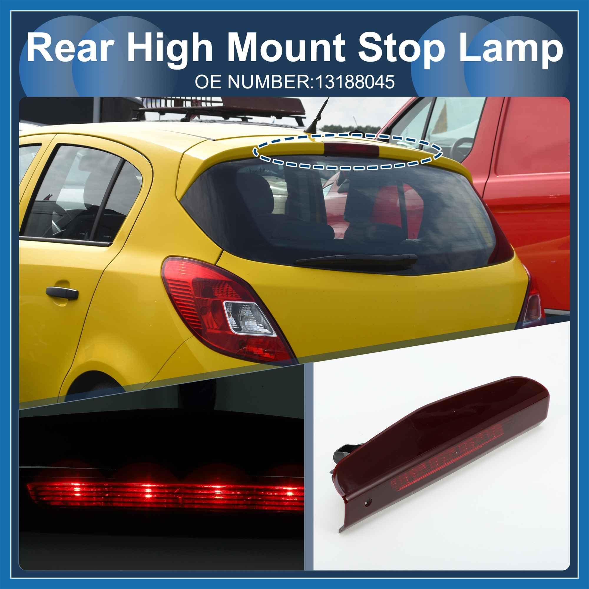A ABSOPRO Terzo Stop a LED per Opel per Vauxhall Corsa D S07 2006-2014, Custodia Rossa in Plastica Impermeabile Lampada di Stop Montata in Alto 3a Luce Stop Centrale Posteriore Sostituzione