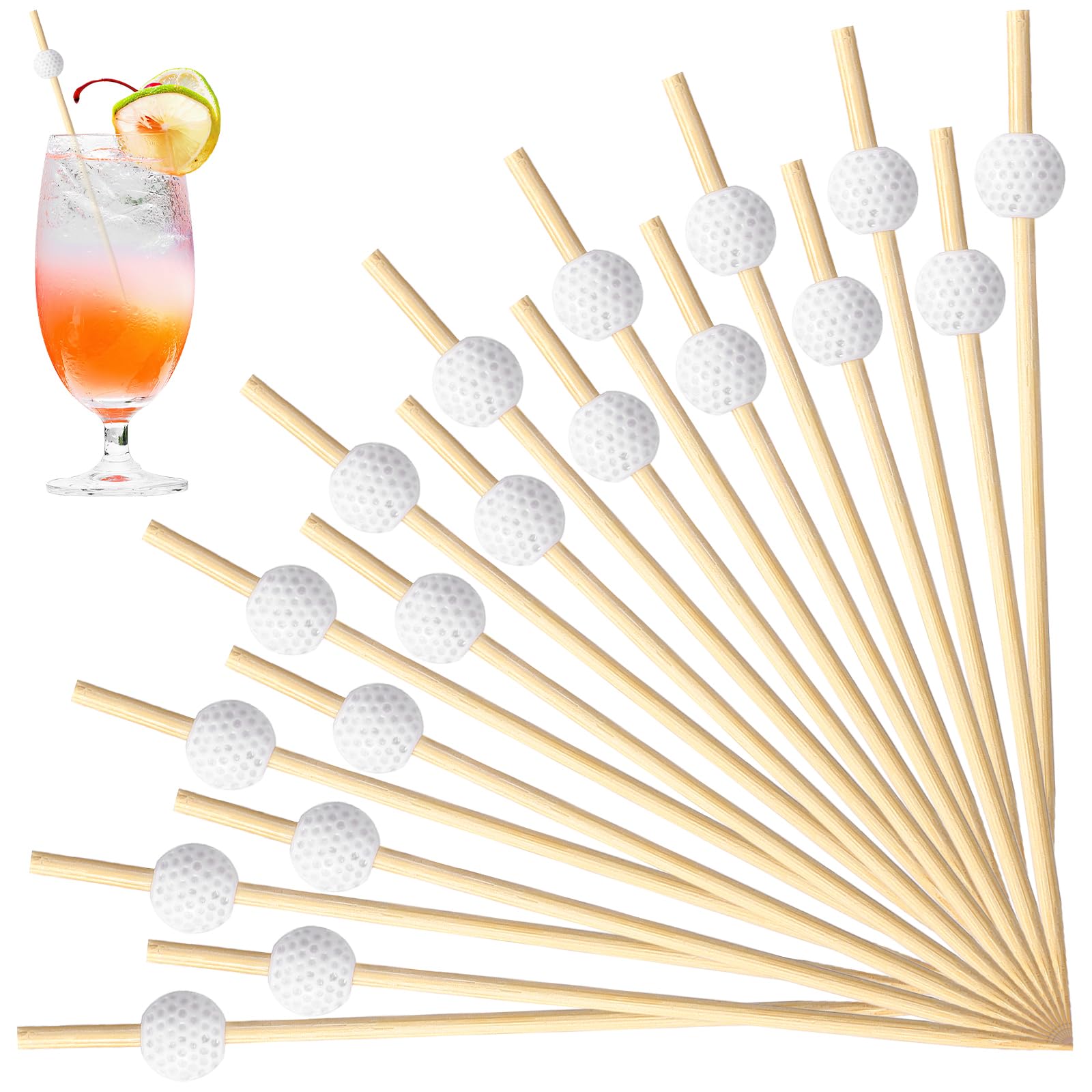 Décoration de cocktail balle de golf en bambou pour buffets dinatoires et soirées sportives