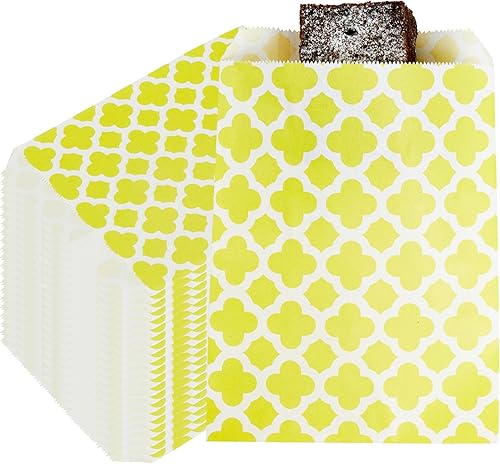 Restaurantware Bolsas de galletas de 7 x 5 pulgadas, 100 bolsas de papel biodegradable, para regalo, para fiestas, bolsas de dulces, color amarillo