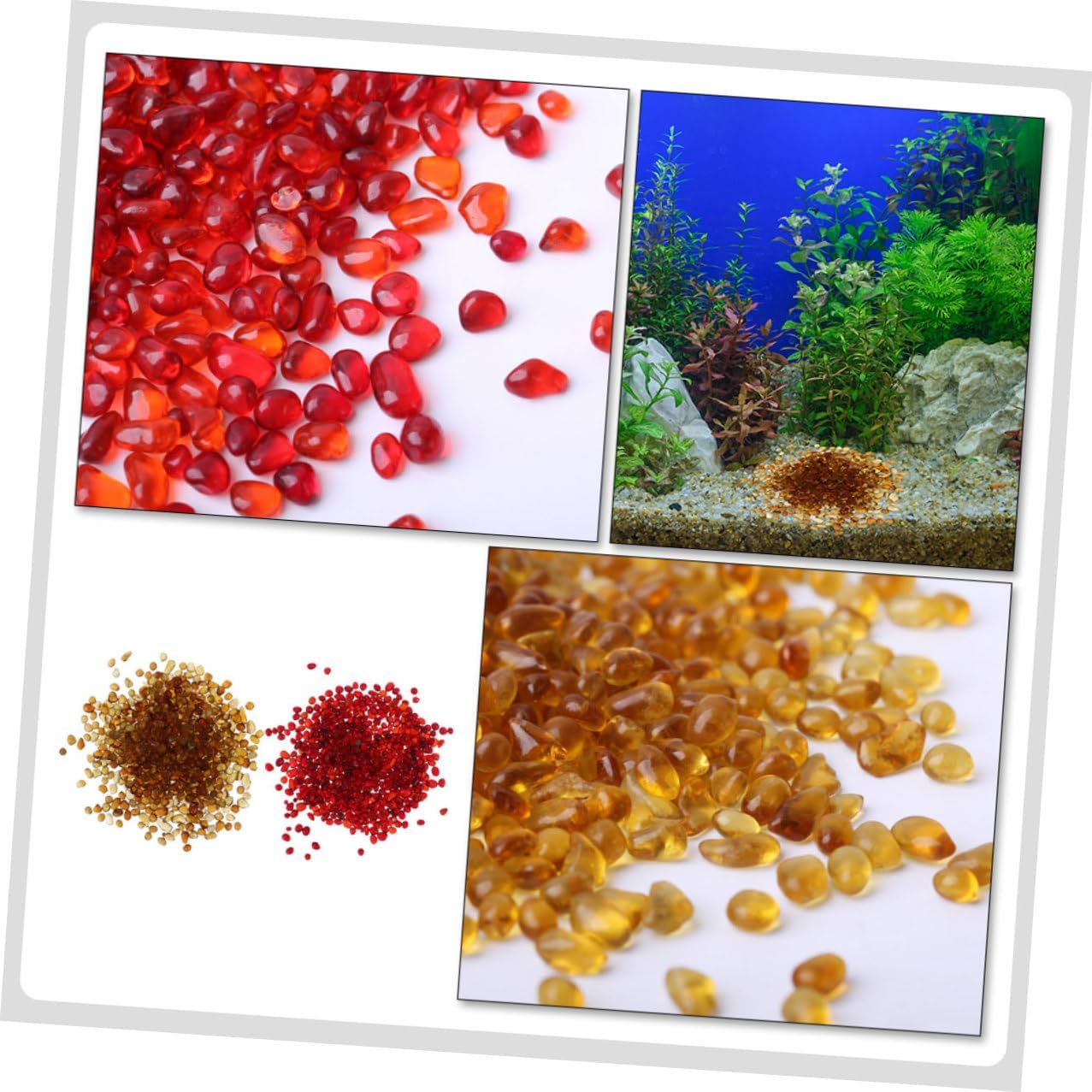 Uonlytech Aquarium Gravel Bulk Landscaping Gravels 2-Set Natural Colored River Pebbles for Fish Tank Decoration, 250g China Red + 250g Amber Substrate for Terrarium and Aquarium Supplies