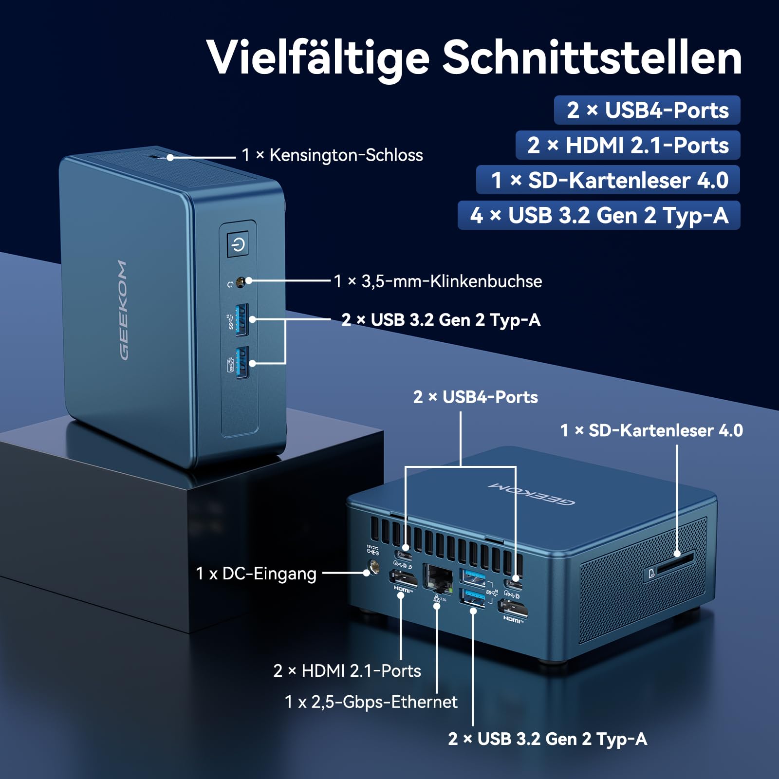 GEEKOM Mini PC IT13, Intel Core Ultra 7 356H, 32GB DDR5 & 1TB SSD | Xe3 Grafikarchitektur, Wi-Fi 7, 4K 120Hz/8K, 6× USB, Windows 11 Pro, 3 Jahre Garantie – für Business & Content Creation