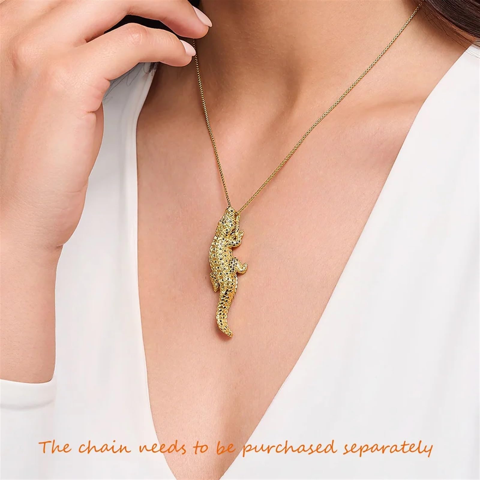 Pendentif Crocodile doré en argent Sterling 925, bijoux collier accessoire cadeau