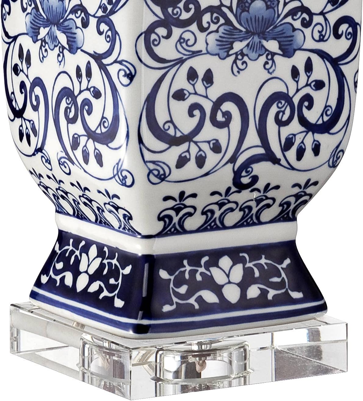 Barnes and Ivy Iris Vintage Asian Chinese Style Table Lamp 28" Tall Porcelain Blue Floral Jar Geneva White Drum Shade Cottage Core Decor for Living Room Bedroom House Bedside Nightstand Home Office